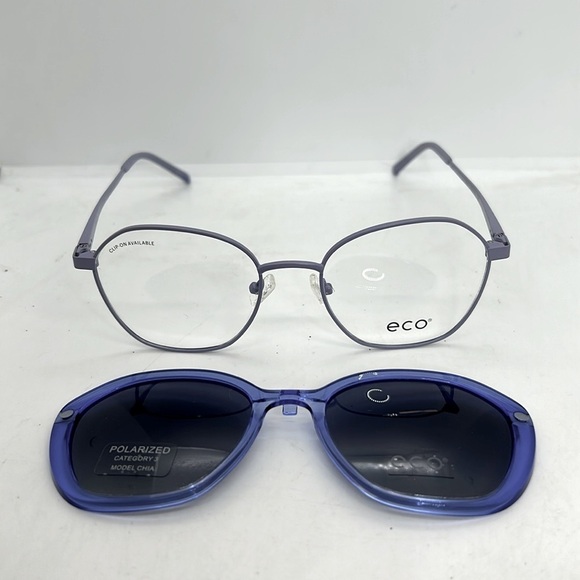 ECO Chia Eyeglasses Frames RXable & Magnet Sunglasses Lavender 50-18-140 MWT